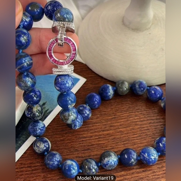 Natural Turquoise 12mm Elegant Blue Beaded Necklace - Picture 3 of 3